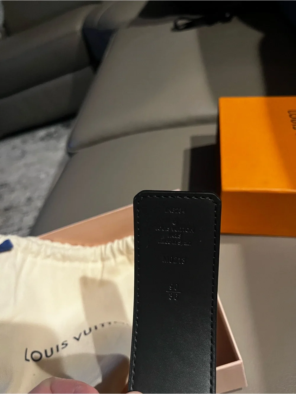 Louis Vuitton Black Leather Belt with Blavk LV Initial Buckle